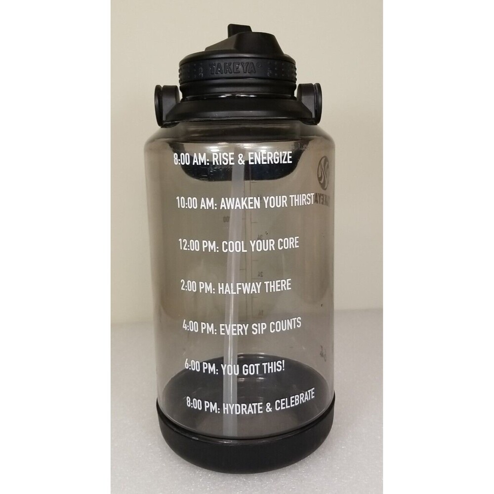 Takeya 64oz Tritan Motivational Water Bottle with Straw Lid - Black Clear    L12